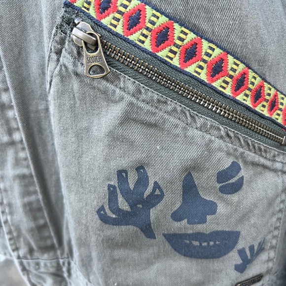 Scotch & Soda Military Jacket Green Patches Japanese Art Grunge Utility Size M - Picture 16 of 17